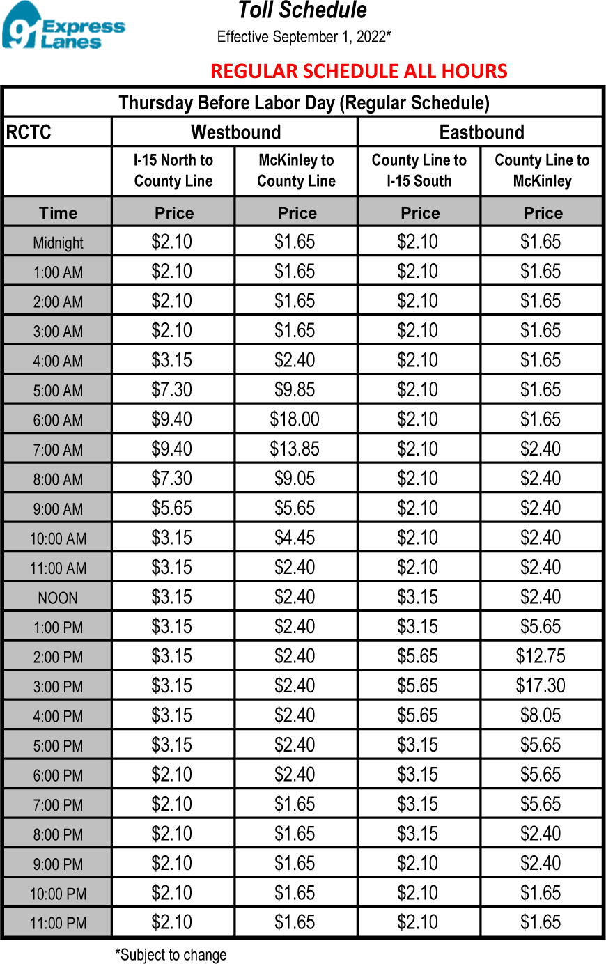 September 1st Schedule