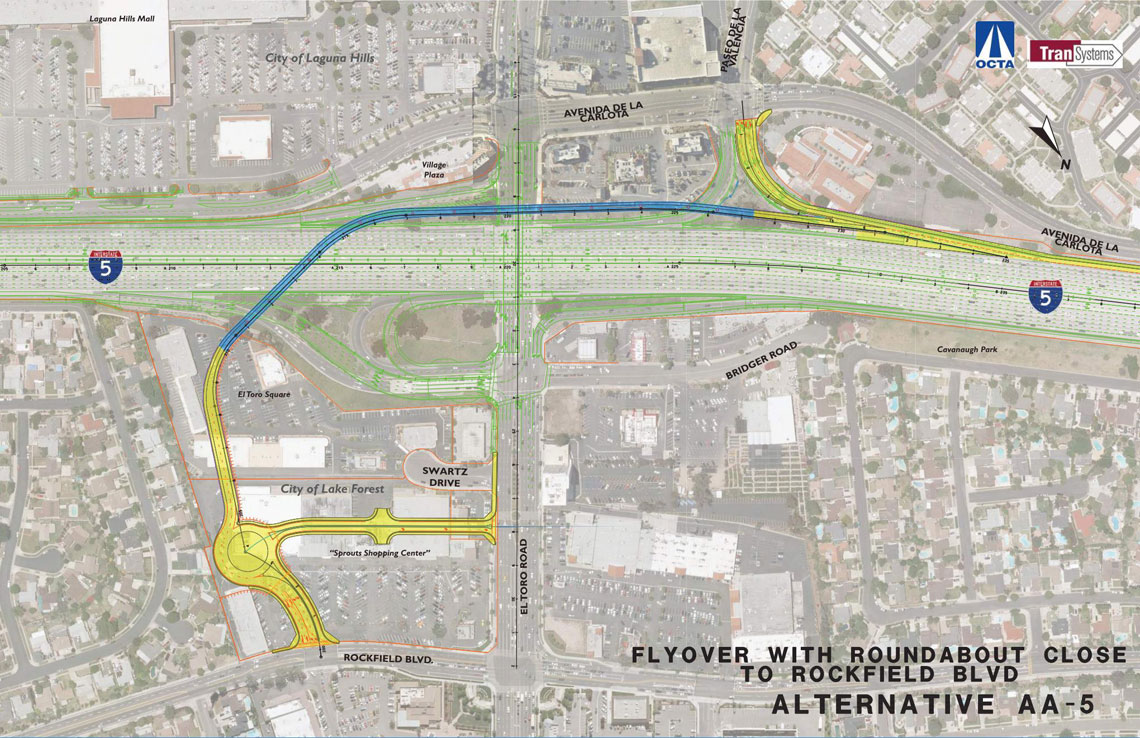 Assessment Alternative (AA)-5: Flyover with Roundabout (Close to Rockfield Boulevard)